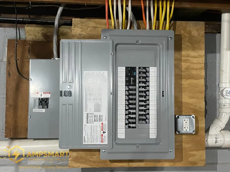 Labeled breaker panel after a rewire