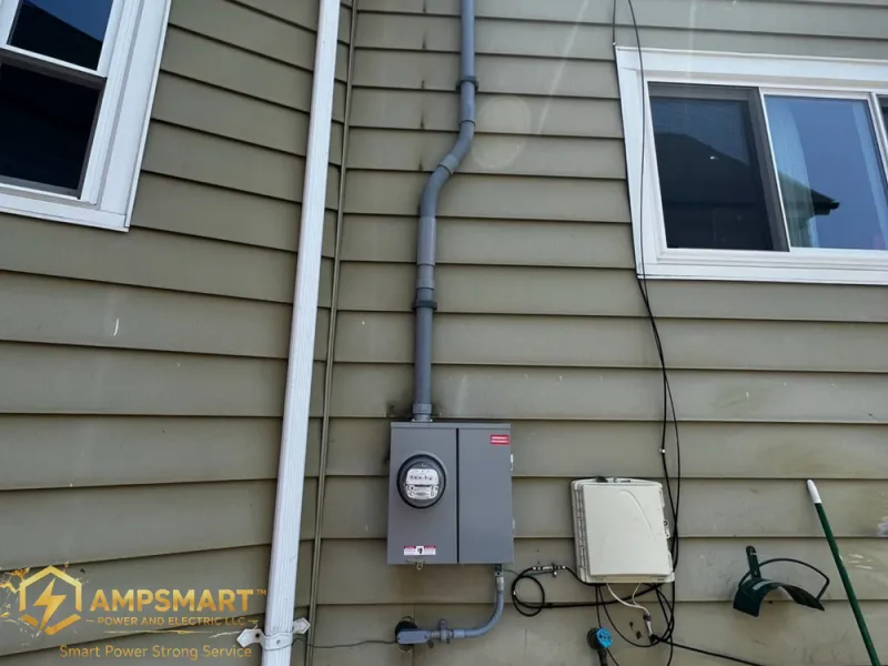 New meter and service equipment on a house exterior