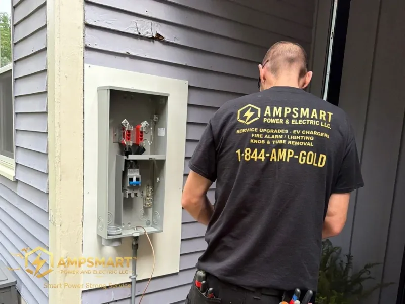 AmpSmart electrician at a service disconnect