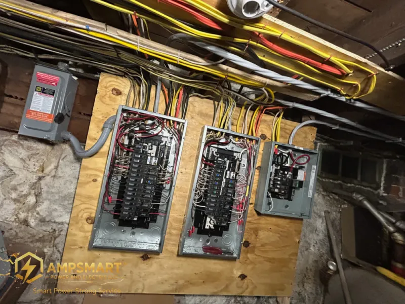 Multiple panels and new wiring in a basement