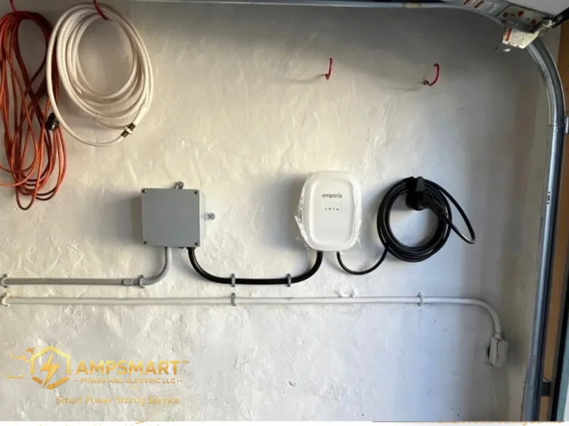 EV charger installed in a garage
